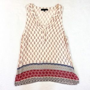 Sanctuary Sleeveless Printed Top Cream Blue Red